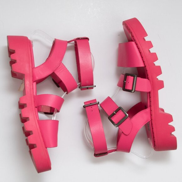 Anthropologie Silent D Friand Gladiator Sport Sandals Platform Leather Pink 39 - Picture 2 of 10
